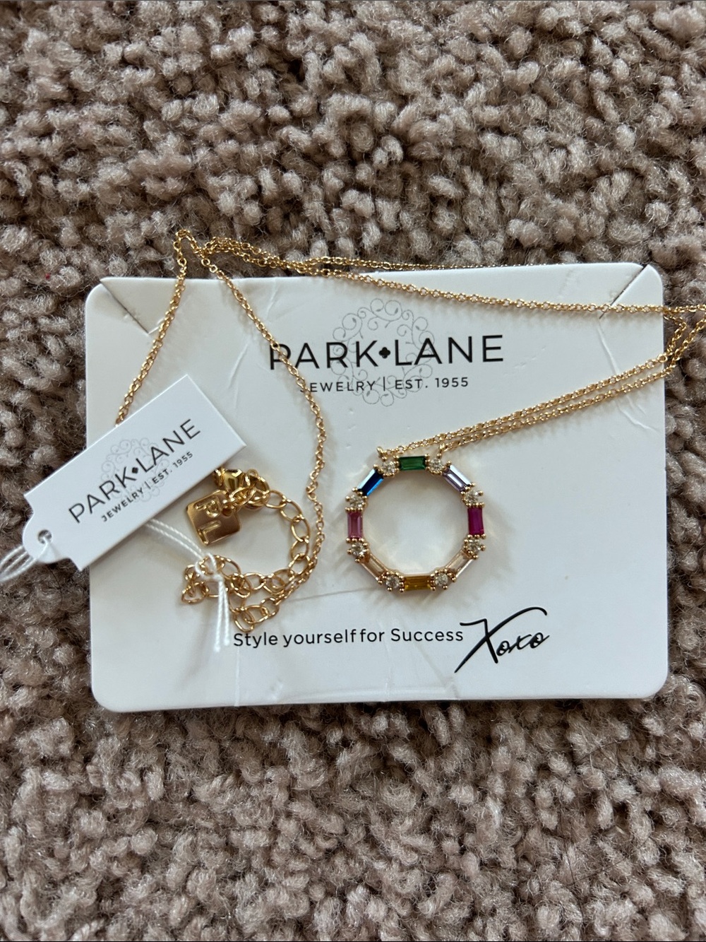 Park Lane Gold Multicolor Baguette Circle Pendant Necklace